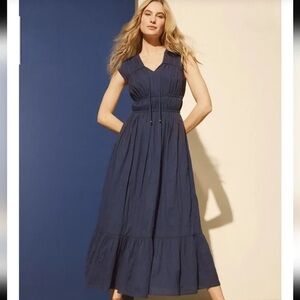 J. McLaughlin Minna Navy Cotton Maxi Dress Size Small